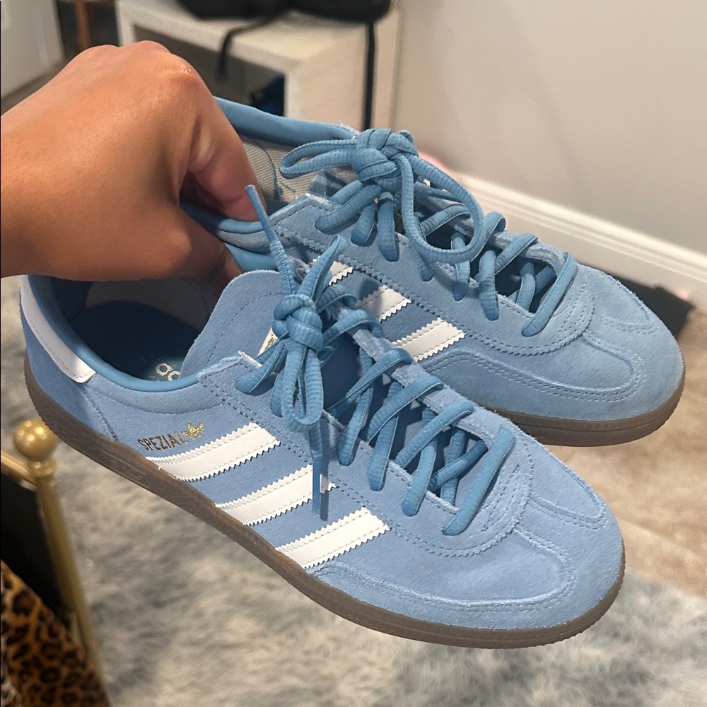 adidas Light Blue & White Suede Handball Sneakers never worn!